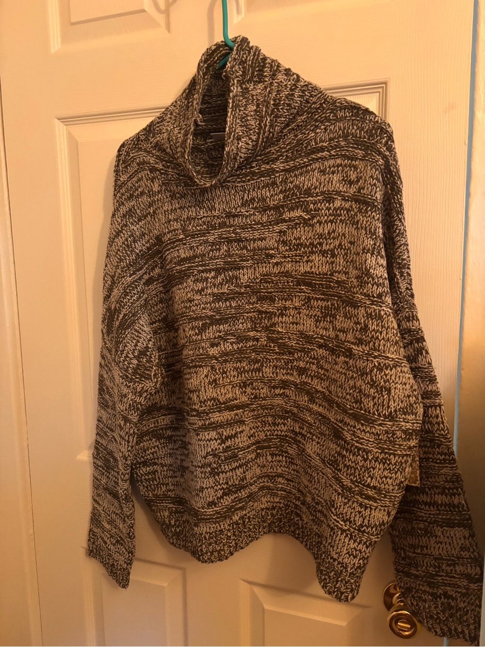 Christian Siriano Marled Cowl Neck Sweater in Gray & Cream
